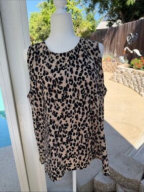 Halogen Beige and Black Leopard Print Sleeveless Camisole